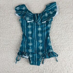 Wildling Well Dressed Wolf Bathing Suit Toddler Girl 12-18 M Teal One Piece